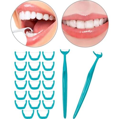 20 Pcs/Set White/Green/Pink Disposable Interdental Brush Teeth Stick Toothpicks Dental Floss Handle Oral Cleaning Flosser Tools