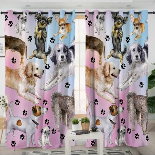 Cartoon Dog 3D Window Curtains Cortinas De Dormitorio Animal Print Room Home Decor Rideau De Fenetre Drapes Cotinas Rideau Salon