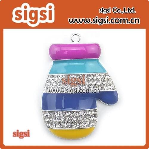 45mm*32mm Rhinestone Boxing Glove Rhinestone Necklace Pendants