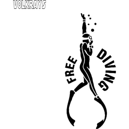 Volkrays Creative Car Sticker Diving Accessories Reflective Waterproof Cover Scratches Vinyl Decal Black/Silver/white,15cm*6cm