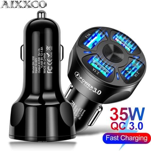 AIXXCO 3 Ports USB Car Charger Quick Charge 3.0 Fast Car Cigarette Lighter For Samsung Huawei Xiaomi iphone Car Charger QC 3.0