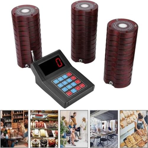 Calling Pagers System SU-668 30-Receiver Pager Waiter Calling Wireless Paging Queue System Red 100-240V For Restaurant Coffee