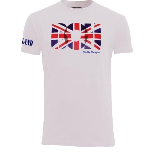 Bichon Designs short sleeve T-shirt men Casual, white Color, flags and countries England