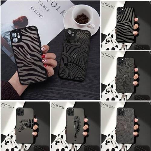 Zebra stripes pattern Animal printing Phone Cases Matte Transparent for iPhone 7 8 11 12 s mini pro X XS XR MAX Plus cover funda