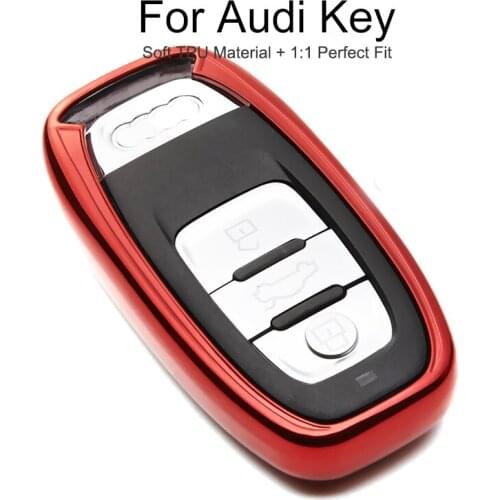 6 Colors TPU Car Key Cover Case For Audi A1 A2 A3 8P 8V A5 A6 C6 4F Q5 Q7 TT MK1 RS3 TTS Key Chain Ring Shell Auto Styling