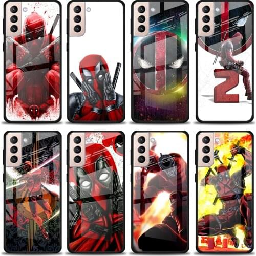 Marvel Hero Deadpool Tempered Glass Cover For Samsung Galaxy S21 Plus Ultra M21 M31 M51 A52 A72 Phone Case Coque