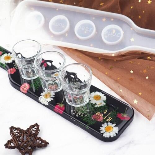 DIY Resin Epoxy Beer Cup Glass Handle Tray Mould Wine Rack Silicone Mirror Mold