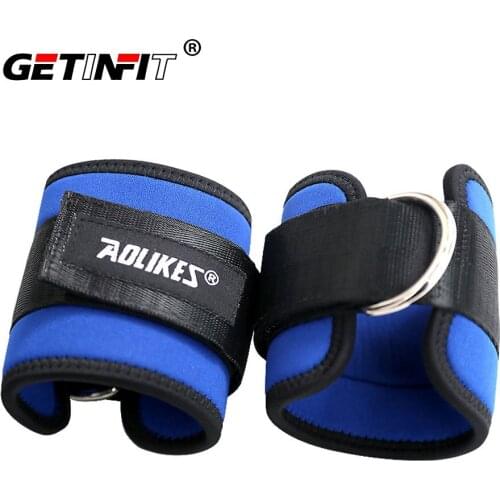 Getinfit 1 Pair Bodybuilding Resistance Band D-ring Ankle Straps Home Workout Exercise Ankle Cuffs Leg Power Training