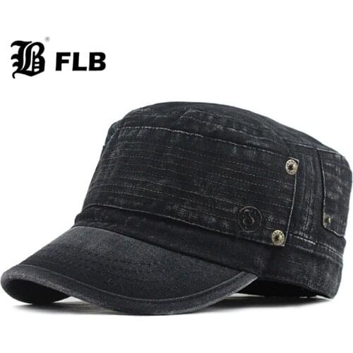 [FLB] 2020 Classic Vintage Flat Top Mens Washed Caps Hat Adjustable Fitted Thicker Cap Winter Warm Military Hats For Men F395