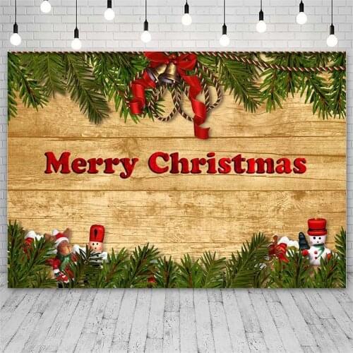 Avezano Backdrop Merry Christmas Winter Snowman Bell Elk Wooden Board Decor Banner Photography Background Photo Studio Photozone