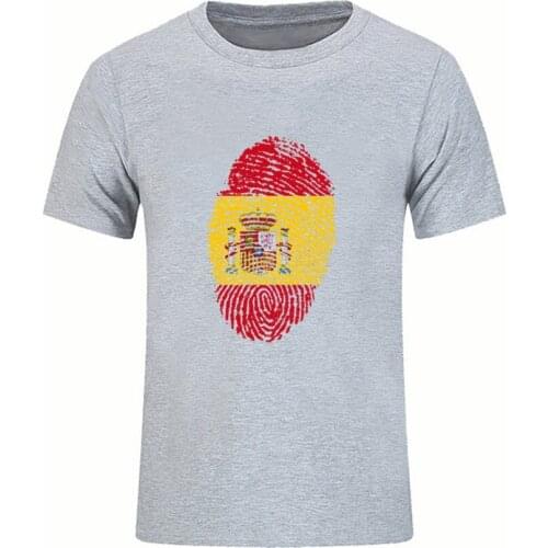 T-Shirt Men Camiseta Spain Flag Fingerprint REAL Youth Crewneck TShirt Fashion MALE Funny T Shirt for Sale MadridS Atletico De
