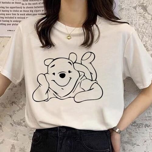 Disney TshirtWinnie The Pooh Women T-shirt Kawaii Plussize Cartoon White Tops For Women Girls 90s Clothes Female Dropship Bear