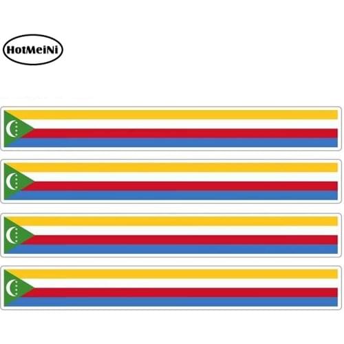 HotMeiNi 13cm x 1.7cm 4pcs Car Stripe Motorcycle Racing Flag Sticker Car Window Decal Bike Moto Tuning Comoros Car Stickers