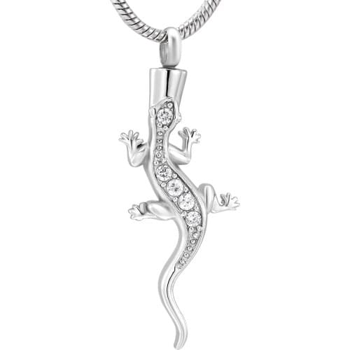 Crystal Wall Lizard Cremation Pendant Jewelry Memoial Urn Necklace for Ashes Stainless Steel Keepaske Jewelry