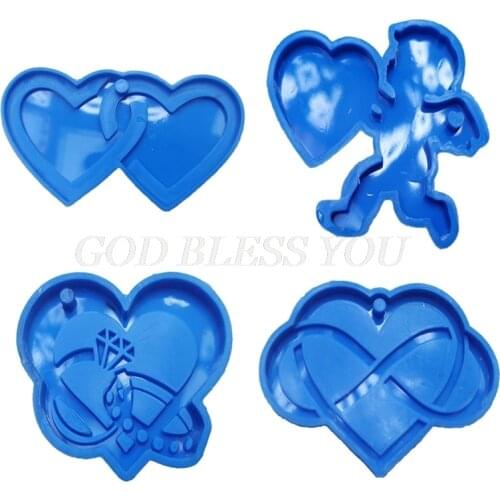 Epoxy Resin Mold Love Heart Keychain Casting Silicone Mould DIY Crafts Plaster Soap Jewelry Pendant Making Tool Drop Shipping