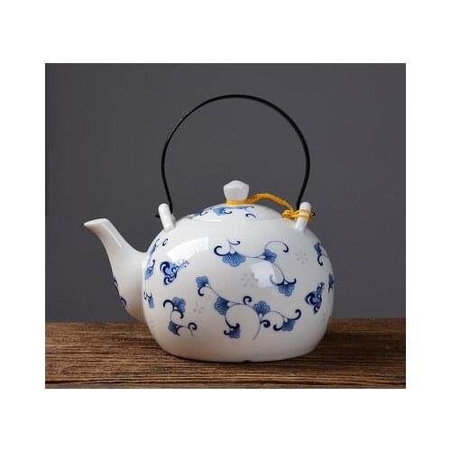 Ceramic teapot 1500ML , large capacity, blue and white porcelain, ceramic handmade teapot, glass tea pot, with filter