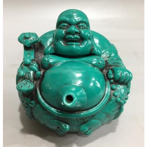 China imitation turquoise maitreya Buddha teapot crafts statue