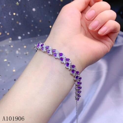 KJJEAXCMY Fine Jewelry 925 sterling silver inlaid natural amethyst gemstone female bracelet support review new luxury