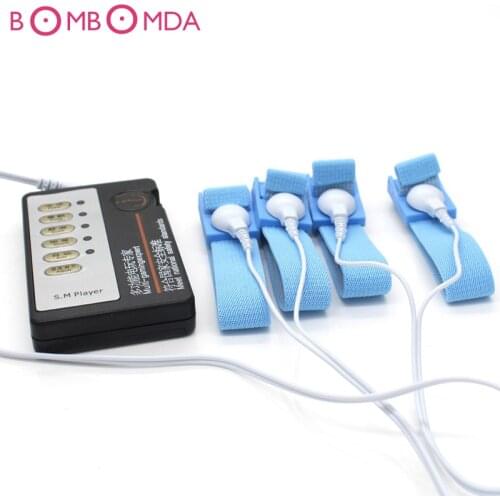 Male Penis Extender Enlargement Electro Shock Sex Set Electrical stimulation Cock Rings Medical Sex Toys O25