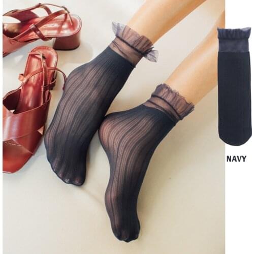 New Velvet Striped Socks Women Transparent Lace Woman Socks Sexy Summer Ultra-thin Long Socks Ankle Female Dress calcetines