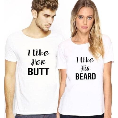 New Shirt Anniversary Gift Unisex Aesthetic Tees Goth Top Couples Shirts I Like His Beard - I Like Her Butt T Shirts Matching