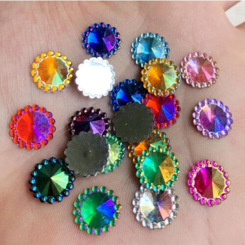 Wholesale 1200Pcs Acryl Rhinestone Colorful Mixed Colour Round Flat Bottom Shiny Stones wedding Decoration Beads DIY Crafts