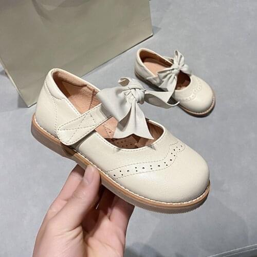 Autumn School Girl Leather Shoes Toddler Shoes For Little Girl Princess Shoes Baby Casual Brock Bow Flats Fashion Children Shoes