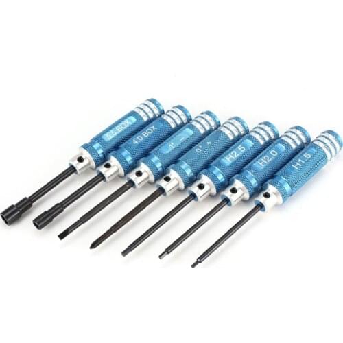 7Pcs Straight Cross 1.5 2.0 2.5mm Hex Screwdriver 4.0 5.5mm Sleeve Tools Nut Wrench Kit For RC Helicopter Car Aircraft Drone