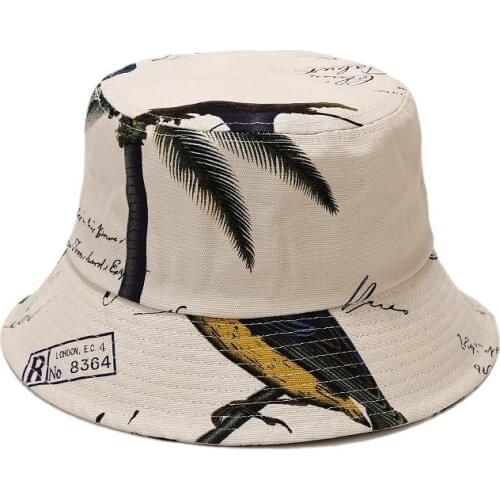 Unisex Print Flat Top Bucket Hat Vintage Men Summer Casual Fisherman Cap Women Trendy Beach Sun Panama Bob Hat HipHop Rap Hat