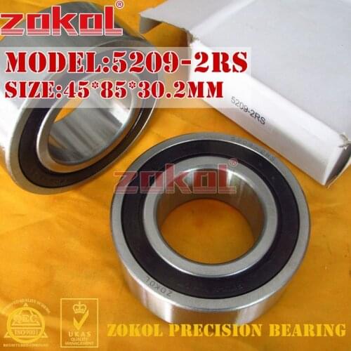 ZOKOL bearing 5209 2RS 3209 2RZ (3056209) Axial Angular Contact Ball Bearing 45*85*30.2mm