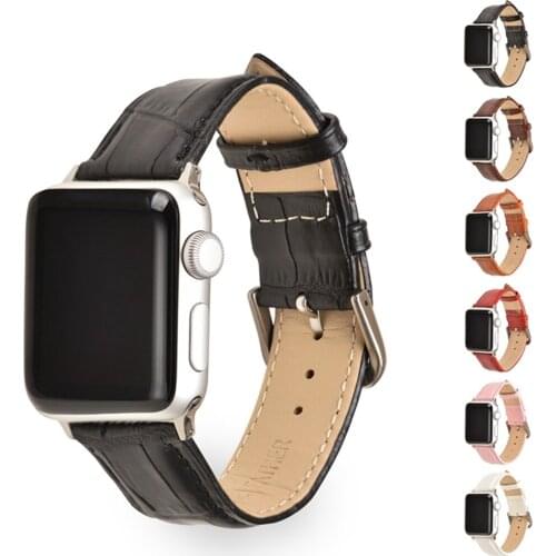 Watch Strap for Apple Watch iWatch Series 5 4 3 2 1 Band 44mm 42mm 40mm 38mm Black Brown Pink Red Leather Watchband Bracelet