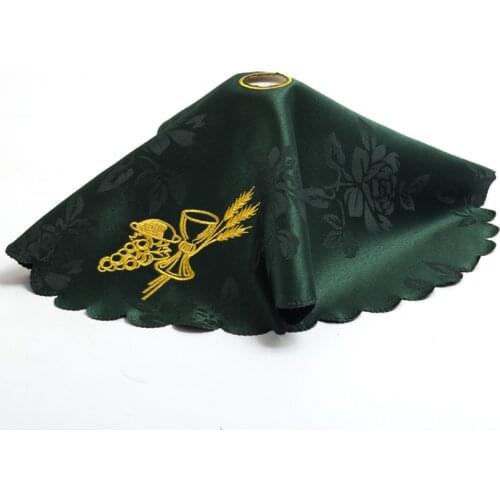 1pc White Church Clergy Priest IHS Mass Cover Altar Cloth Pall Wheat Embroidery