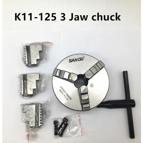 SANOU K11-125 3 Jaw Lathe Chuck 5 inch 125mm Self Centering Hardened Reversible Tool for Drilling Milling Machine DIY woodwork