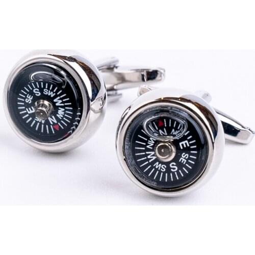 Silvery Tone Really Work Compass Cufflinks Sports Cuff Link Style For Men
