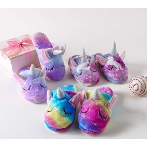 Unicorn Winter Autumn Shoes Cotton Woman Girls Slippers Ladies Plush Slides Female Furry Flip Flops Casual Warm House Shoes