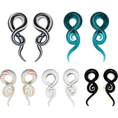 5 Pairs Pyrex Glass Ear Spiral Taper Gauge Flesh Tunnel Plugs Twist Earring Stretching Expander Piercings Body Jewelry Hand Made