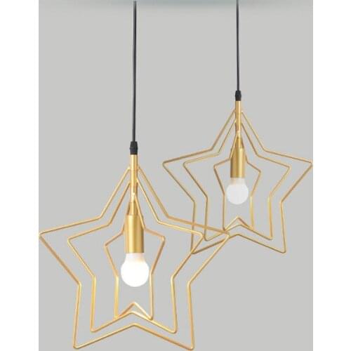 Nordic Restaurant E27 Single Head Creative Personality Bar Aisle LED Entrance Balcony Bedside Black Golden Star Chandelier Light
