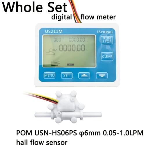 US211M USN-HS06PS Digital Water Flow Meter Reader and Hall Water Flow Sensor 0.05-1L/min Flow Displayer Sea Zhongjiang Dijiang