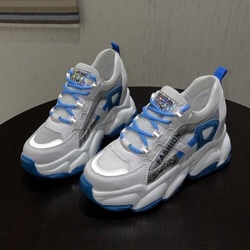 Autumn Chunky Sneakers Women New High Platform 2021 Mesh Dad Shoes Women Casual Trainer Sneakers Thick Sole Vulcanize Shoes 8cm