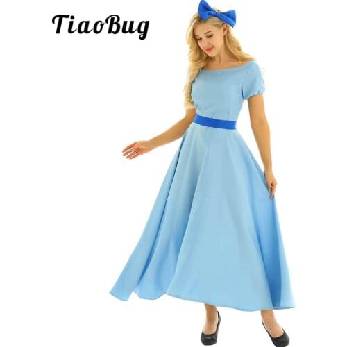 Women Girls Princess Party Dress Halloween Dressing Up Adult Cosplay Puff Sleeves Maxi Dress