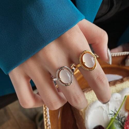 VENTFILLE 925 Sterling Silver Opal Oval Design Female Fashion Ring