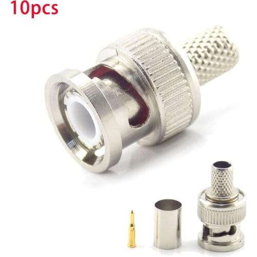 10Pcs 3 In 1Coupler Crimp Connector Bnc Male Connector To Coax Rg59 Connector Cable for Cctv Camera Accessories W17
