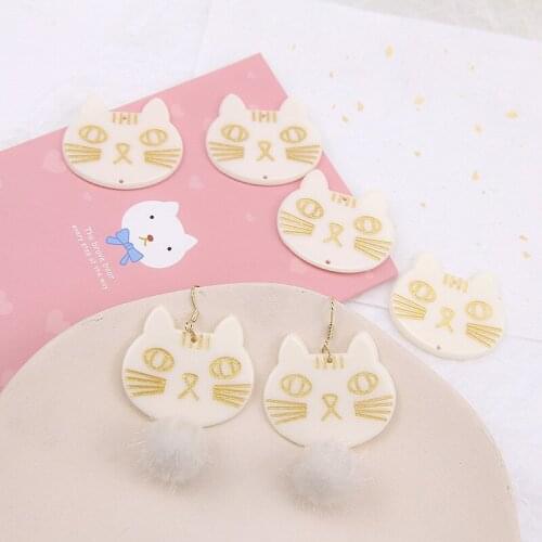 10pcsDouble Hanging Earrings for Women Jewelrypersonalitypendant Material Diy Ear Accessories Hot Cartoonphnompen Cat Resin