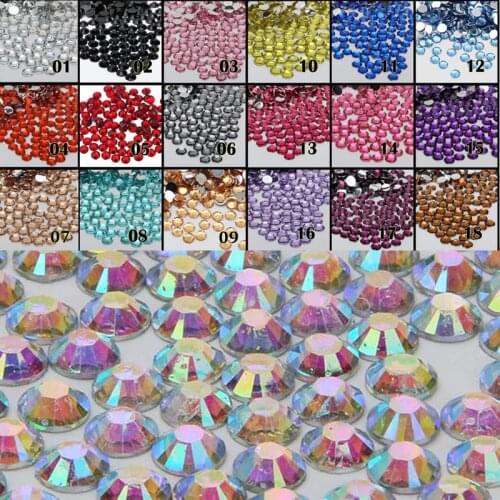 1000pcs 2mm FlatBack 14 Facet Rhinestones DIY Nail Art Mobile Phone SS6 Loose Beads Stones Crystal AB 18 Colors for Slection