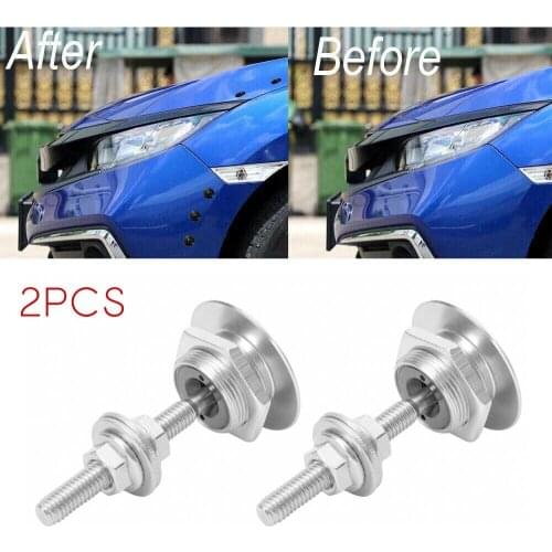 2pcs Silver Aluminum Alloy Push Button Billet Quick Release Car Front Bumper Hood Pin Engine Bonnet Lock Latch Clip Body Kit