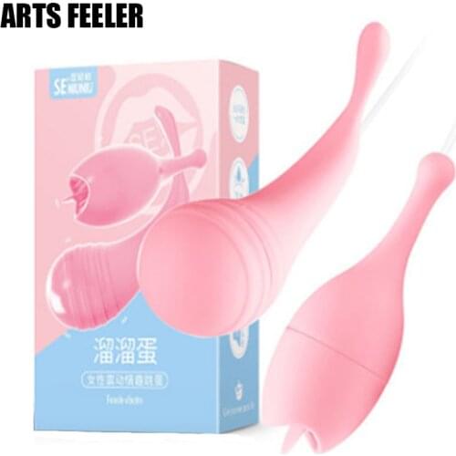 2In1 Vibrating Egg Real Tongue G Spot Clitoris Stimulator Insertable Vagina Massager Double Head Vibrator Sex Toys For Women
