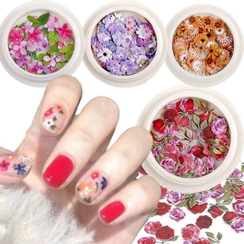 3D Nail Art Flower Jewelry Applique Wood Pulp Patch Ultra-thin Mixed Small Daisy Rose Dried Flowers DIY Nail Art Decorations