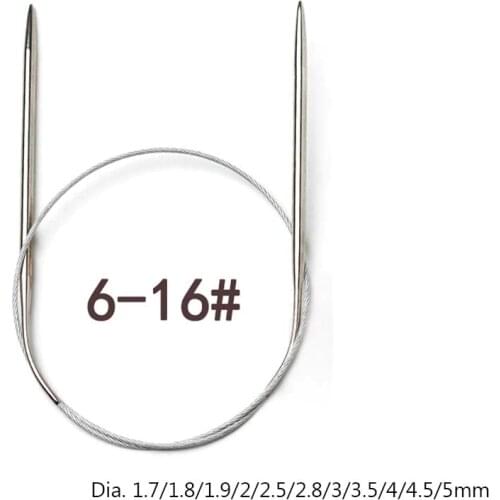 43/60/80cm long Circular Knitting Needles Stainless Steel Needlework Crochet Hook For Sweater DIY Sewing Crafts Weaving 1.7-5mm
