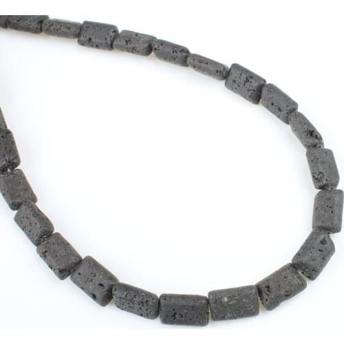 8x10mm Black Color Natural Volcanic Rock Rectangle Shape Semi-finished Products Of Beads Used To Make DIY Accessories Wholesale