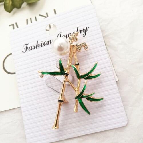 Bamboo pins colored enamel brooch pearl bamboo shawl pin buckle female brooch brooch